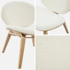 Relaxsessel mit gebogenem Holz und strukturiertem Bouclé-Bezug