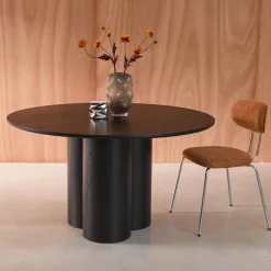 Runder Esstisch Hevea-Holz und Eichenfurnier für 4 Personen Ø130 cm