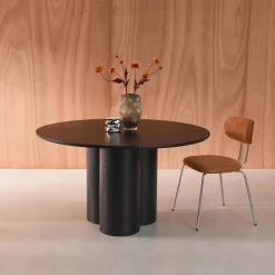 Runder Esstisch Hevea-Holz und Eichenfurnier für 4 Personen Ø130 cm