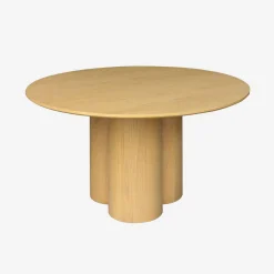 Runder Esstisch Hevea-Holz und Eichenfurnier für 4 Personen Ø130 cm