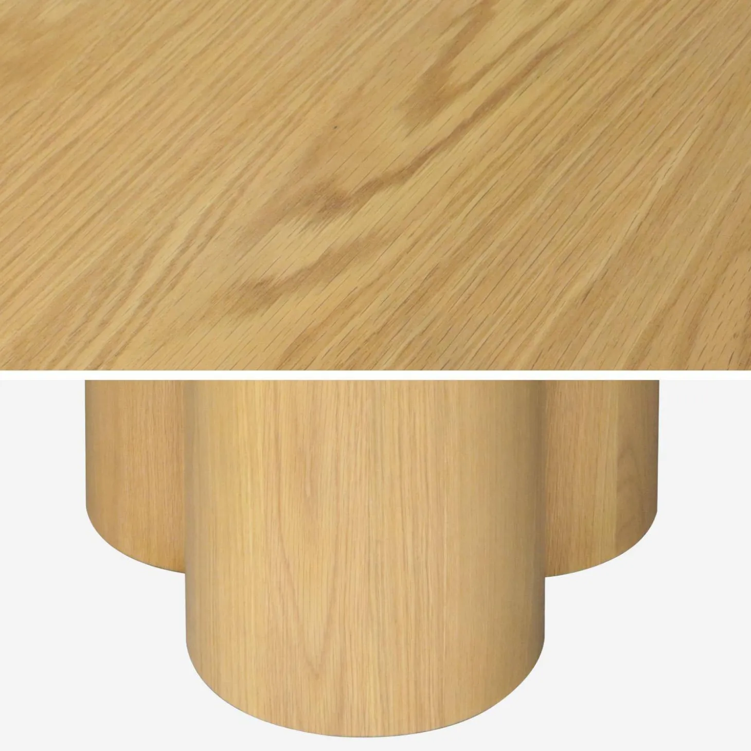 Runder Esstisch Hevea-Holz und Eichenfurnier für 4 Personen Ø130 cm