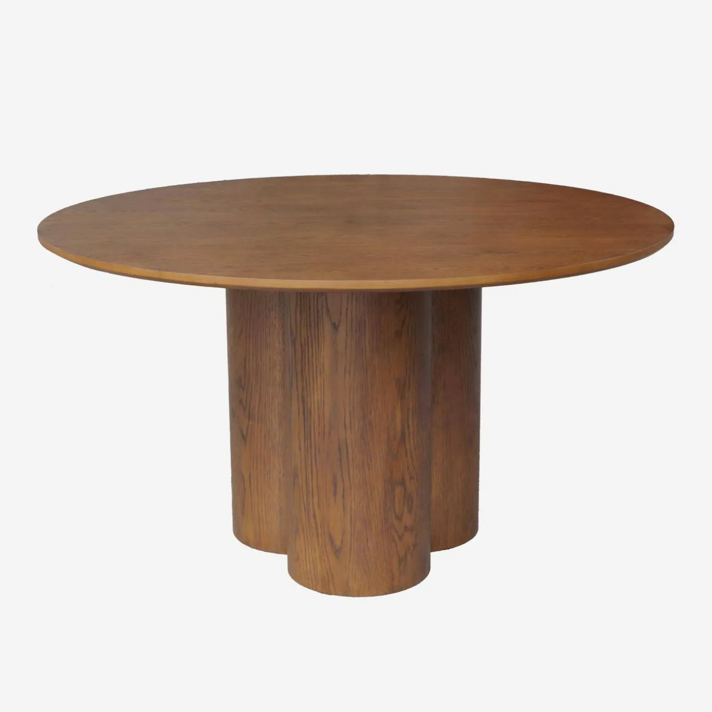 Runder Esstisch Hevea-Holz und Eichenfurnier für 4 Personen Ø130 cm