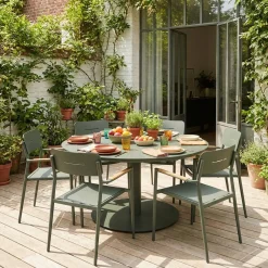 Runder Gartentisch Ø140cm aus Aluminium + 6 Sessel