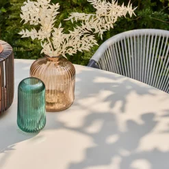 Runder Gartentisch Ø140 cm aus Aluminium und Glas für 6 Personen