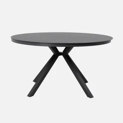 Runder Gartentisch Ø140 cm aus Aluminium und Glas für 6 Personen