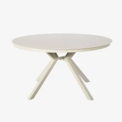 Runder Gartentisch Ø140cm aus Aluminium und Glas + 6 Sessel