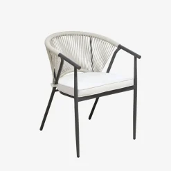 Runder Gartentisch Ø140 cm aus Aluminium und Glas + 6 Sessel