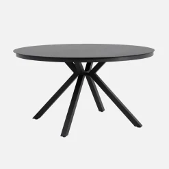 Runder Gartentisch Ø140 cm aus Aluminium und Glas + 6 Sessel