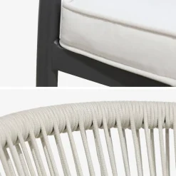 Runder Gartentisch Ø140 cm aus Aluminium und Glas + 6 Sessel