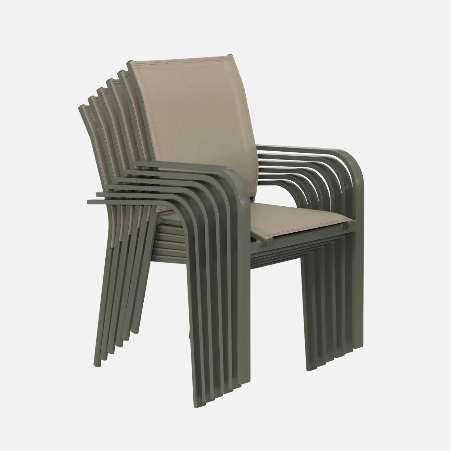Runder Gartentisch Ø140cm + 6 Sessel aus Aluminium