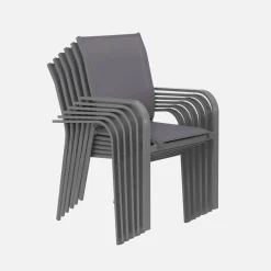 Runder Gartentisch Ø140cm + 6 Sessel aus Aluminium