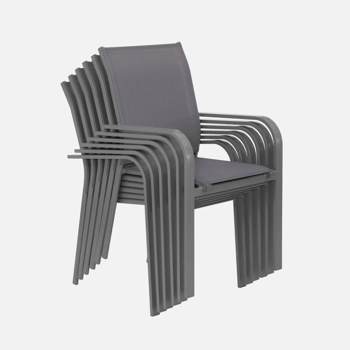 Runder Gartentisch Ø140cm + 6 Sessel aus Aluminium