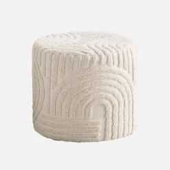 Runder Hocker aus getuftetem Bouclé