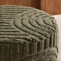 Runder Hocker aus getuftetem Bouclé