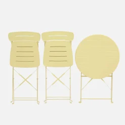 Runder klappbarer Bistro-Gartentisch aus Stahl + 2 Stühle