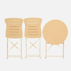 Runder klappbarer Bistro-Gartentisch aus Stahl + 2 Stühle