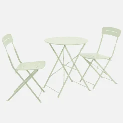 Runder klappbarer Bistro-Gartentisch aus Stahl + 2 Stühle
