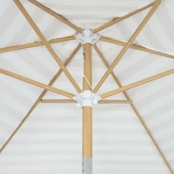 Runder Sonnenschirm, zentraler Mast aus Aluminium in Holzoptik