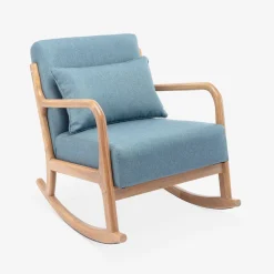Schaukelstuhl skandinavisches Design Holz und Stoff