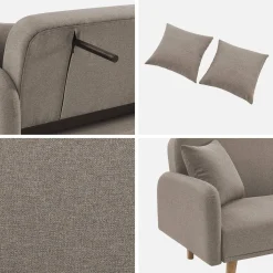 Schlafsofa 2-3 Sitzer, Stoffbezug, Füße aus Hevea-Holz
