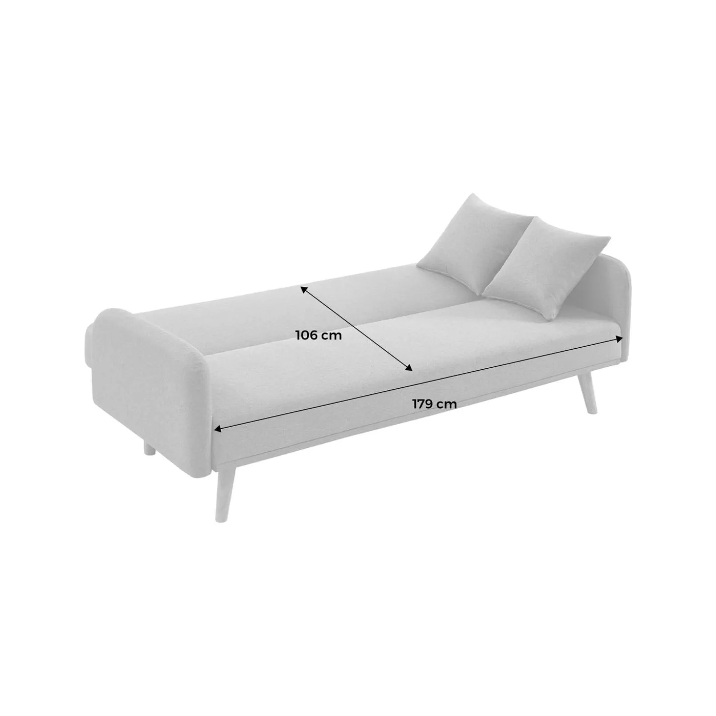 Schlafsofa 2-3 Sitzer, Stoffbezug, Füße aus Hevea-Holz
