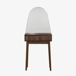 Schminktisch Holzoptik, abgerundeter Spiegel, 1 Schublade, 60 cm