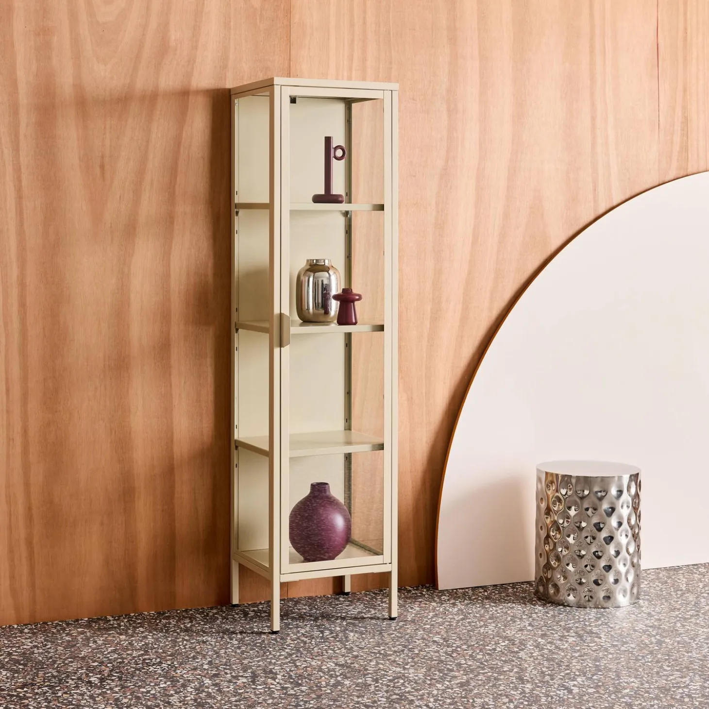 Schrank aus Stahl und gehärtetem Glas, 1 Tür, 160 cm