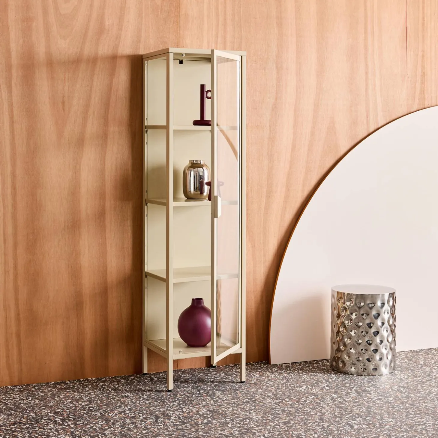 Schrank aus Stahl und gehärtetem Glas, 1 Tür, 160 cm