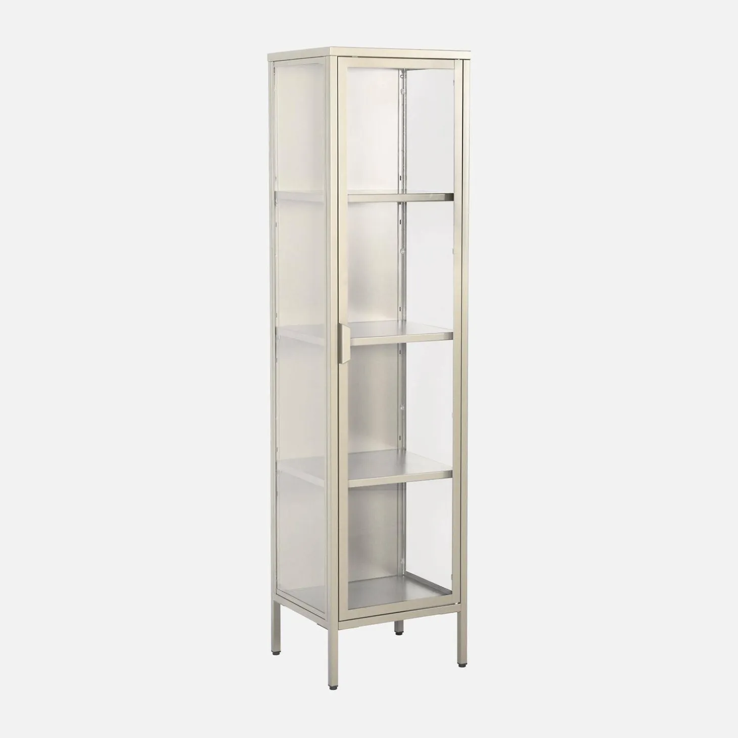 Schrank aus Stahl und gehärtetem Glas, 1 Tür, 160 cm
