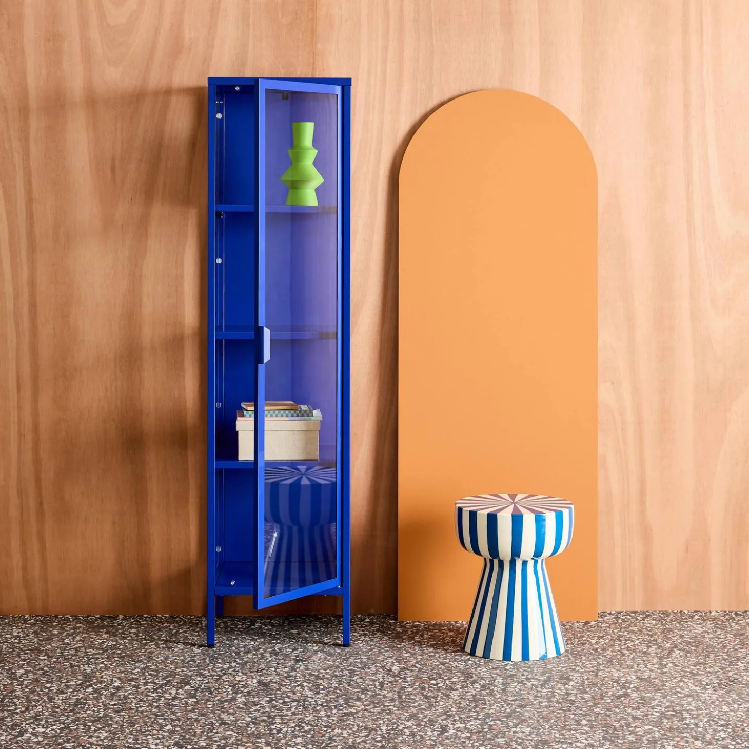 Schrank aus Stahl und gehärtetem Glas, 1 Tür, 160 cm