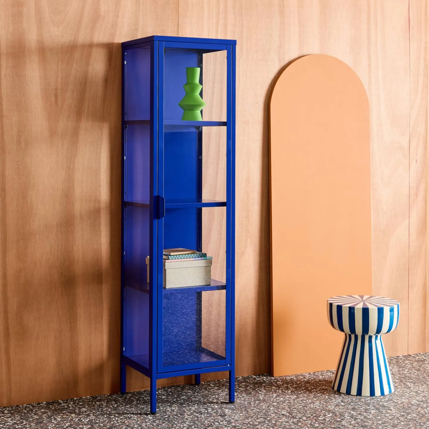Schrank aus Stahl und gehärtetem Glas, 1 Tür, 160 cm