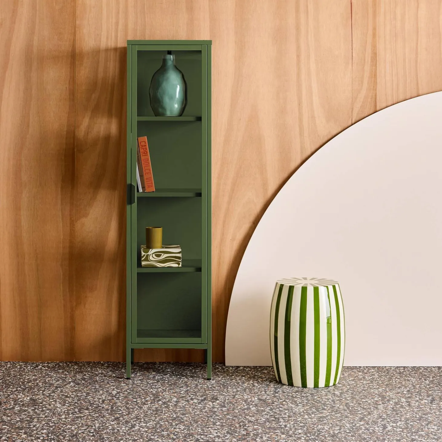 Schrank aus Stahl und gehärtetem Glas, 1 Tür, 160 cm