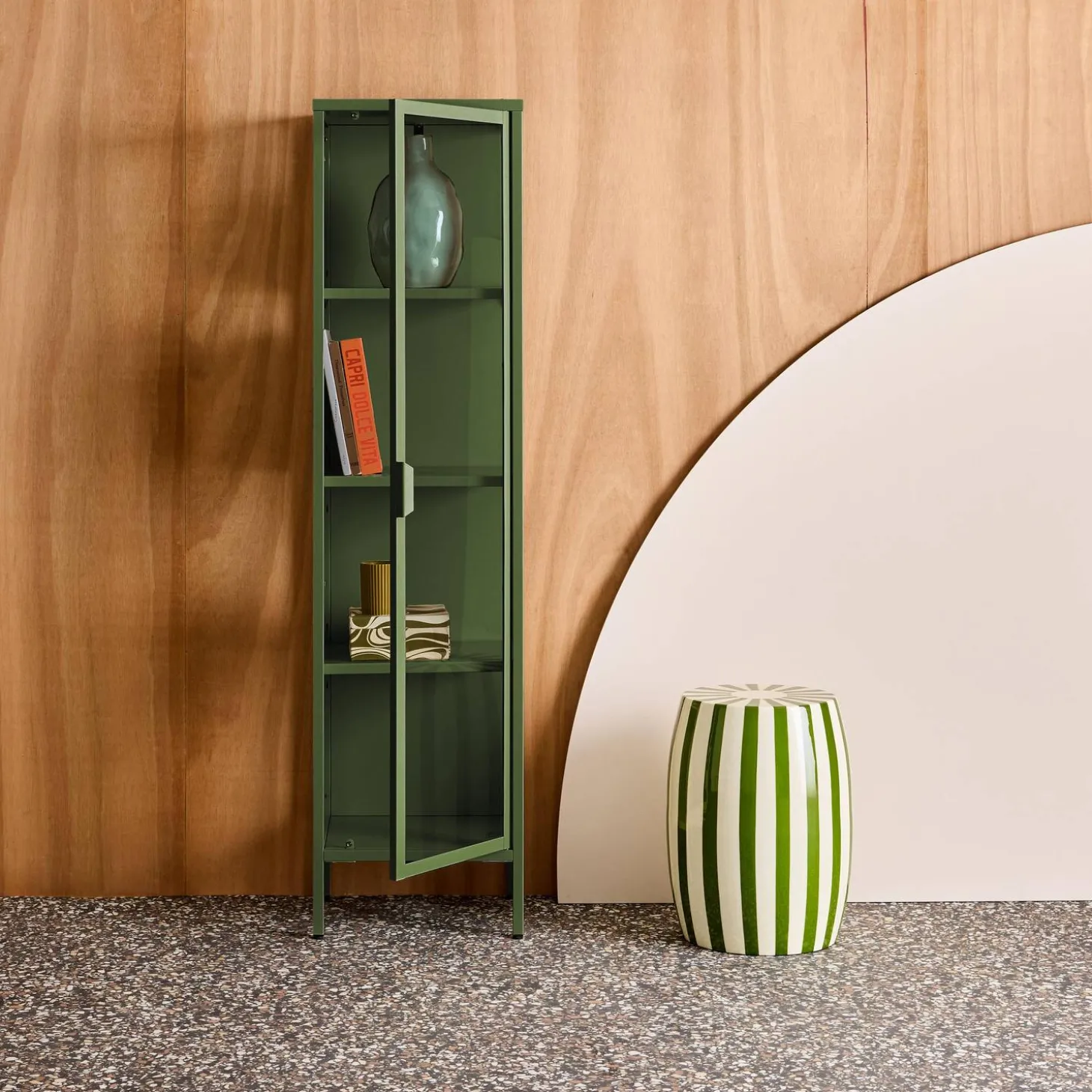 Schrank aus Stahl und gehärtetem Glas, 1 Tür, 160 cm