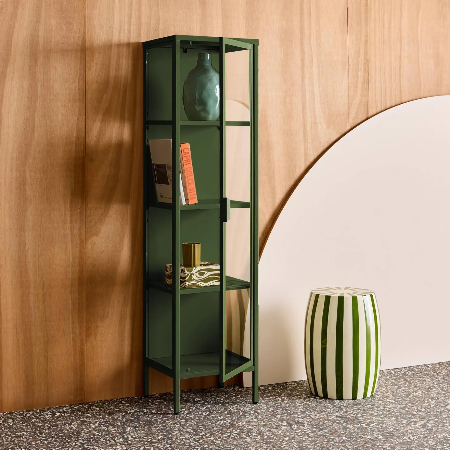 Schrank aus Stahl und gehärtetem Glas, 1 Tür, 160 cm