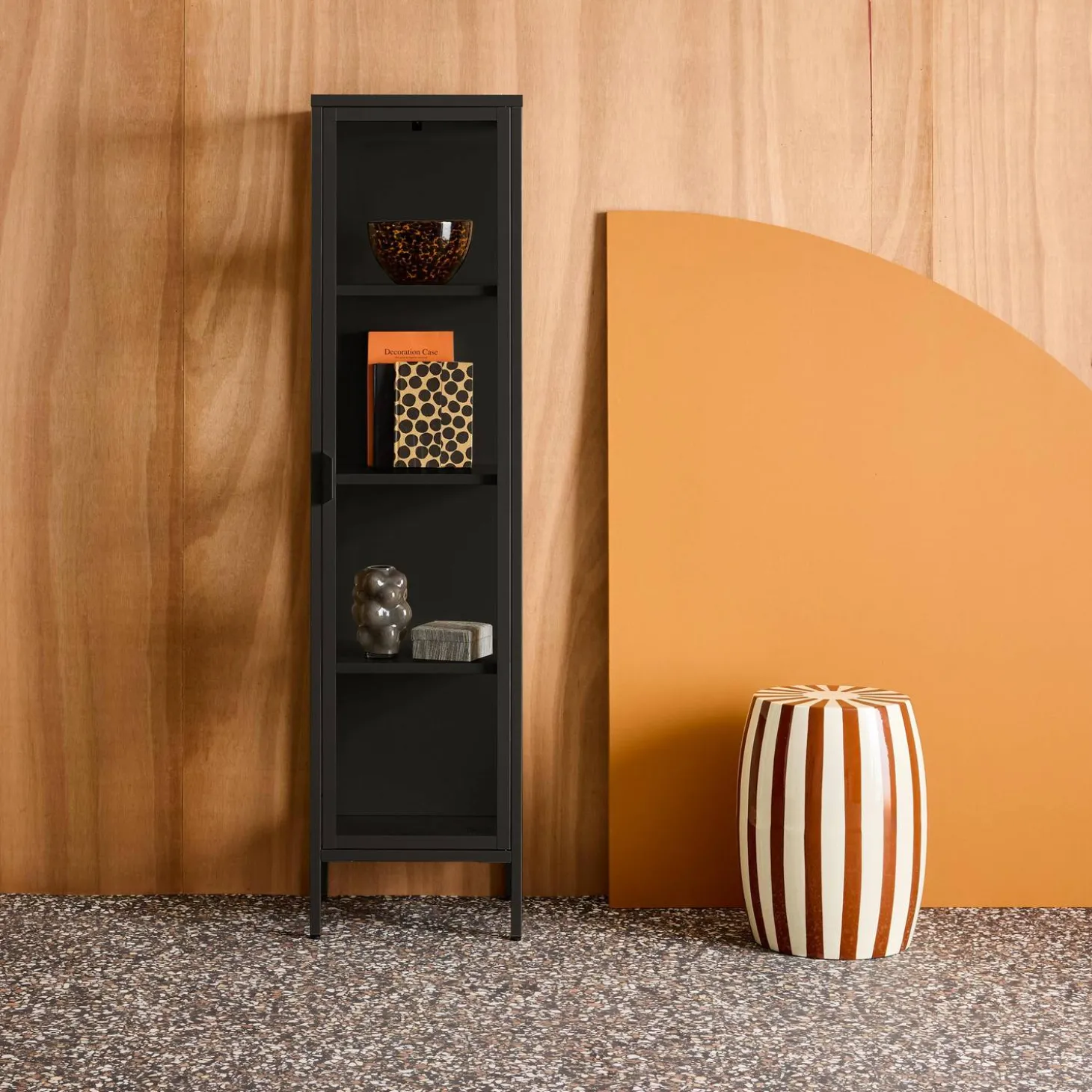 Schrank aus Stahl und gehärtetem Glas, 1 Tür, 160 cm