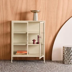 Schrank aus Stahl und gehärtetem Glas, 2 Türen, 80 cm