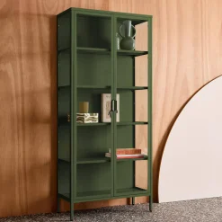 Schrank aus Stahl und gehärtetem Glas, 2 Türen, 180 cm