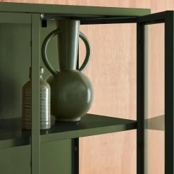 Schrank aus Stahl und gehärtetem Glas, 2 Türen, 180 cm