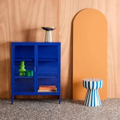 Schrank aus Stahl und gehärtetem Glas, 2 Türen, 80 cm