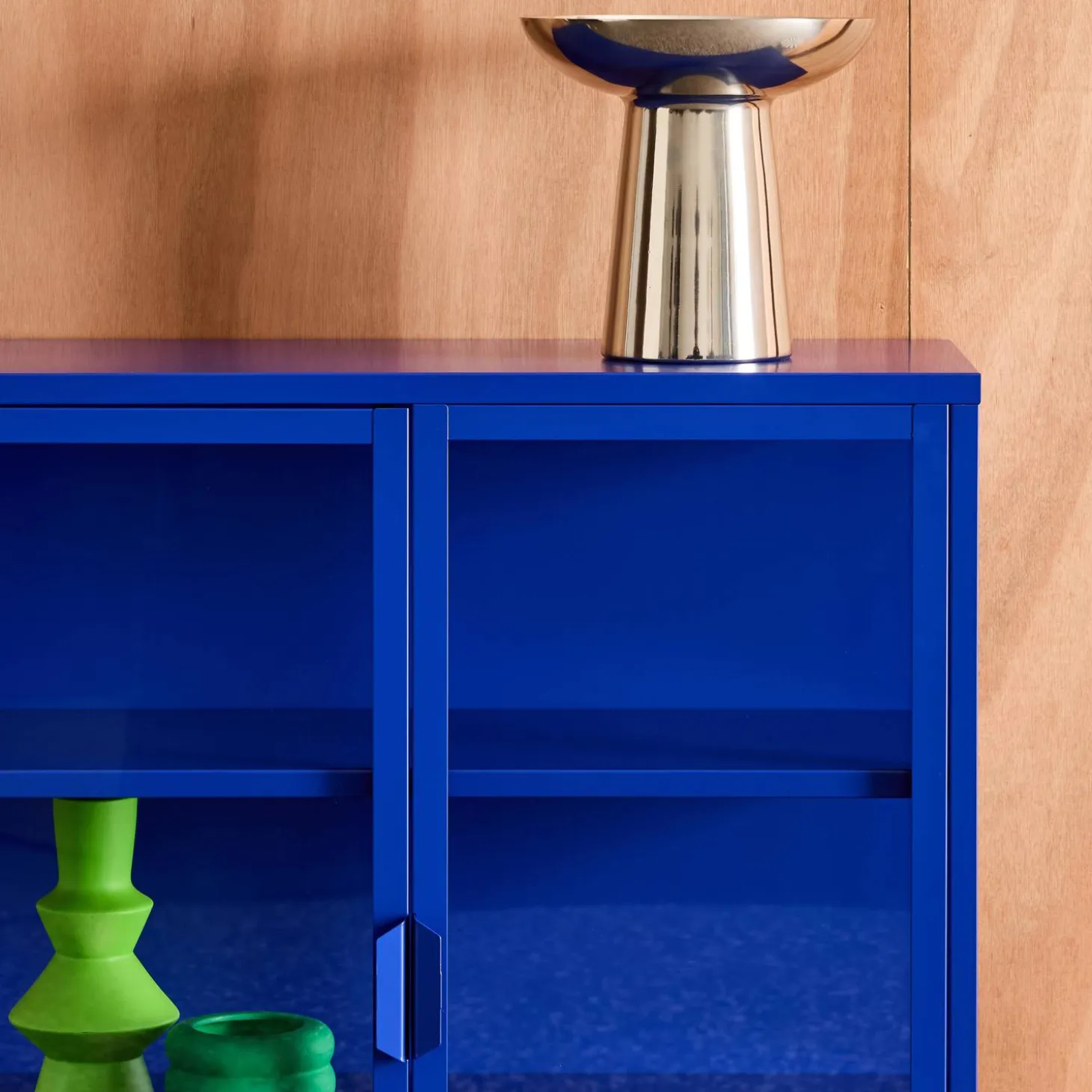 Schrank aus Stahl und gehärtetem Glas, 2 Türen, 80 cm