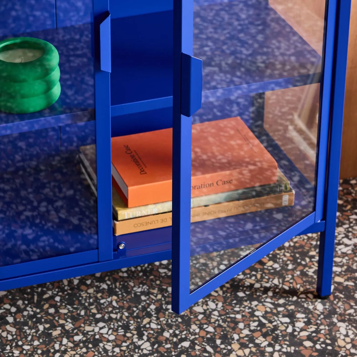 Schrank aus Stahl und gehärtetem Glas, 2 Türen, 80 cm