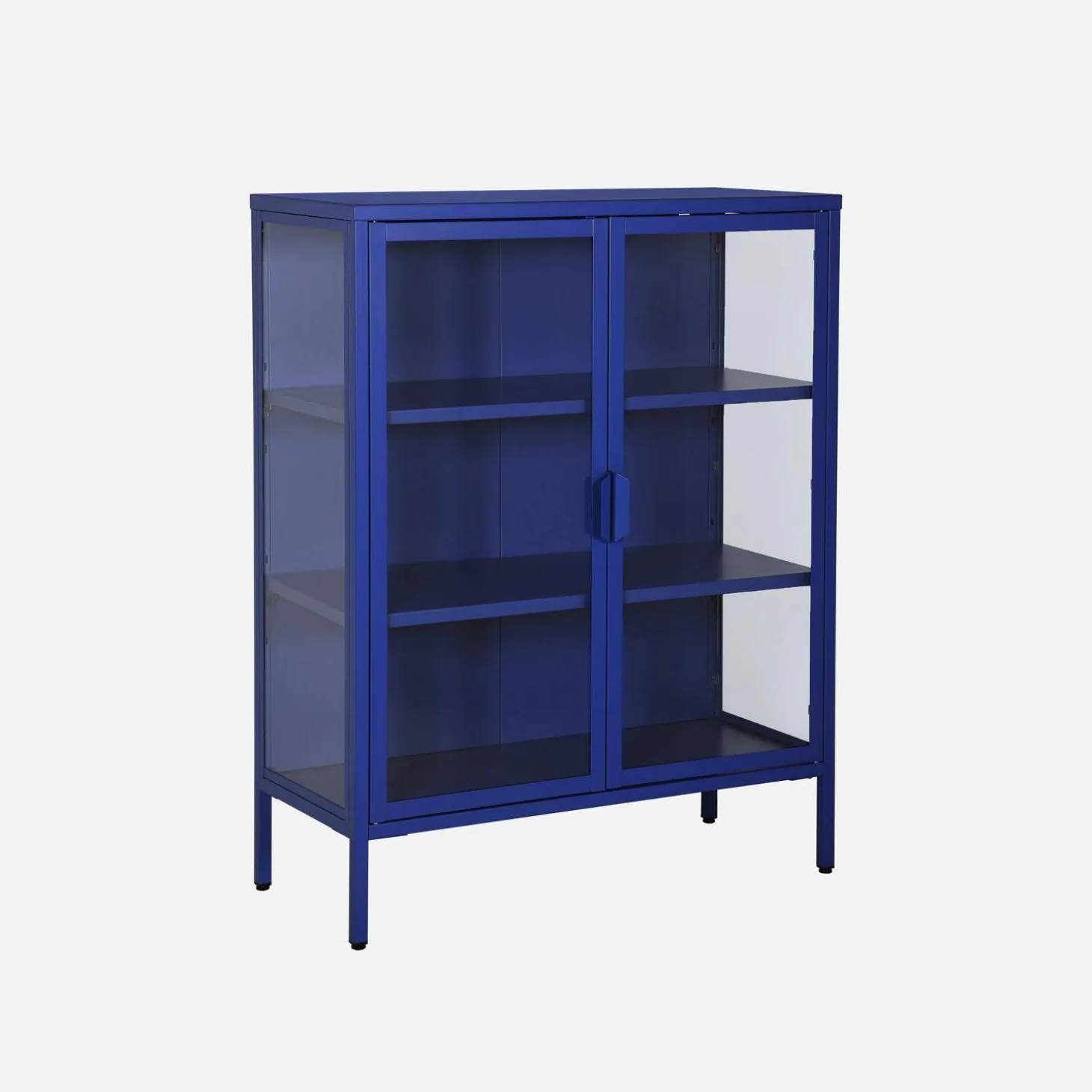 Schrank aus Stahl und gehärtetem Glas, 2 Türen, 80 cm