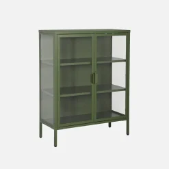 Schrank aus Stahl und gehärtetem Glas, 2 Türen, 80 cm
