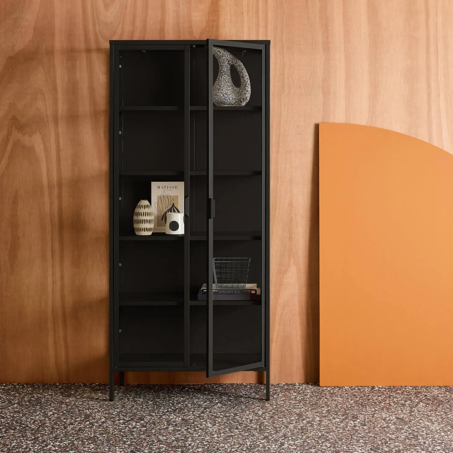 Schrank aus Stahl und gehärtetem Glas, 2 Türen, 180 cm