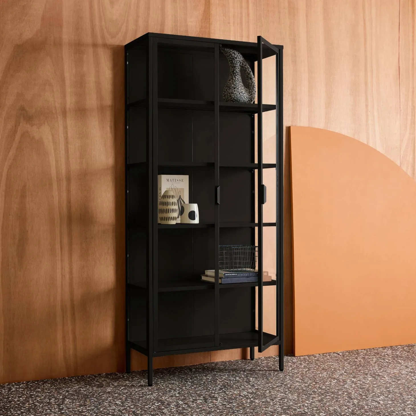 Schrank aus Stahl und gehärtetem Glas, 2 Türen, 180 cm
