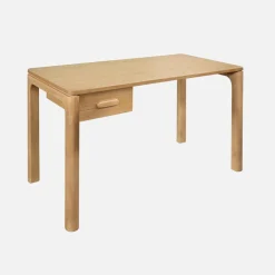 Schreibtisch aus Heveaholz Platte mit Eichenfurnier 1 Schublade