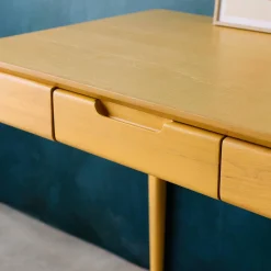 Schreibtisch aus Heveaholz und MDF mit Eschenfurnier 2 Schubladen