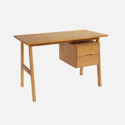 Schreibtisch Heveaholz und Eichenfurnier mit 2 Schubladen