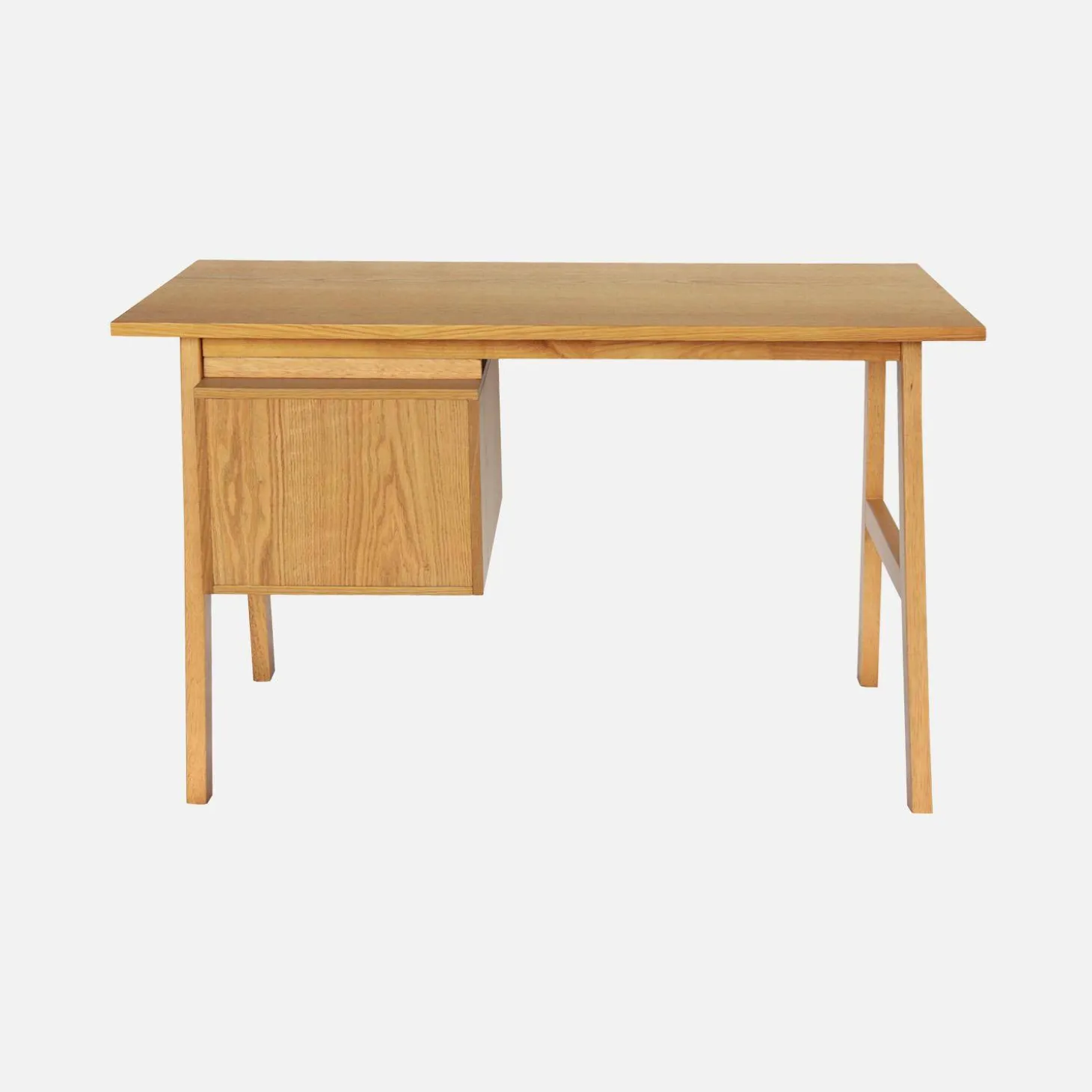 Schreibtisch Heveaholz und Eichenfurnier mit 2 Schubladen
