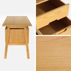 Schreibtisch Heveaholz und Eichenfurnier mit 2 Schubladen